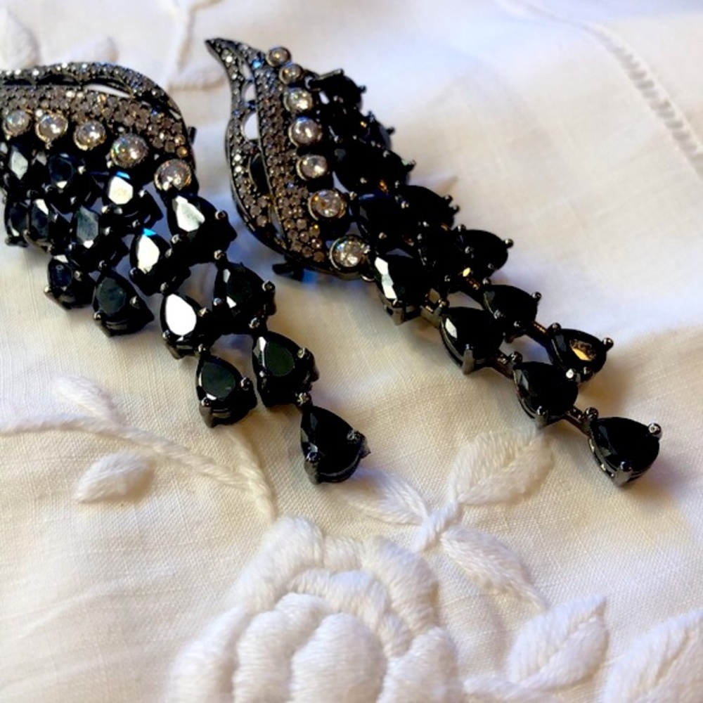 NWOT Gorgeous Black Spinel & White Sapphire Earrings- SOLD ON ANOTHER WEBSITE - Picture 5 of 6